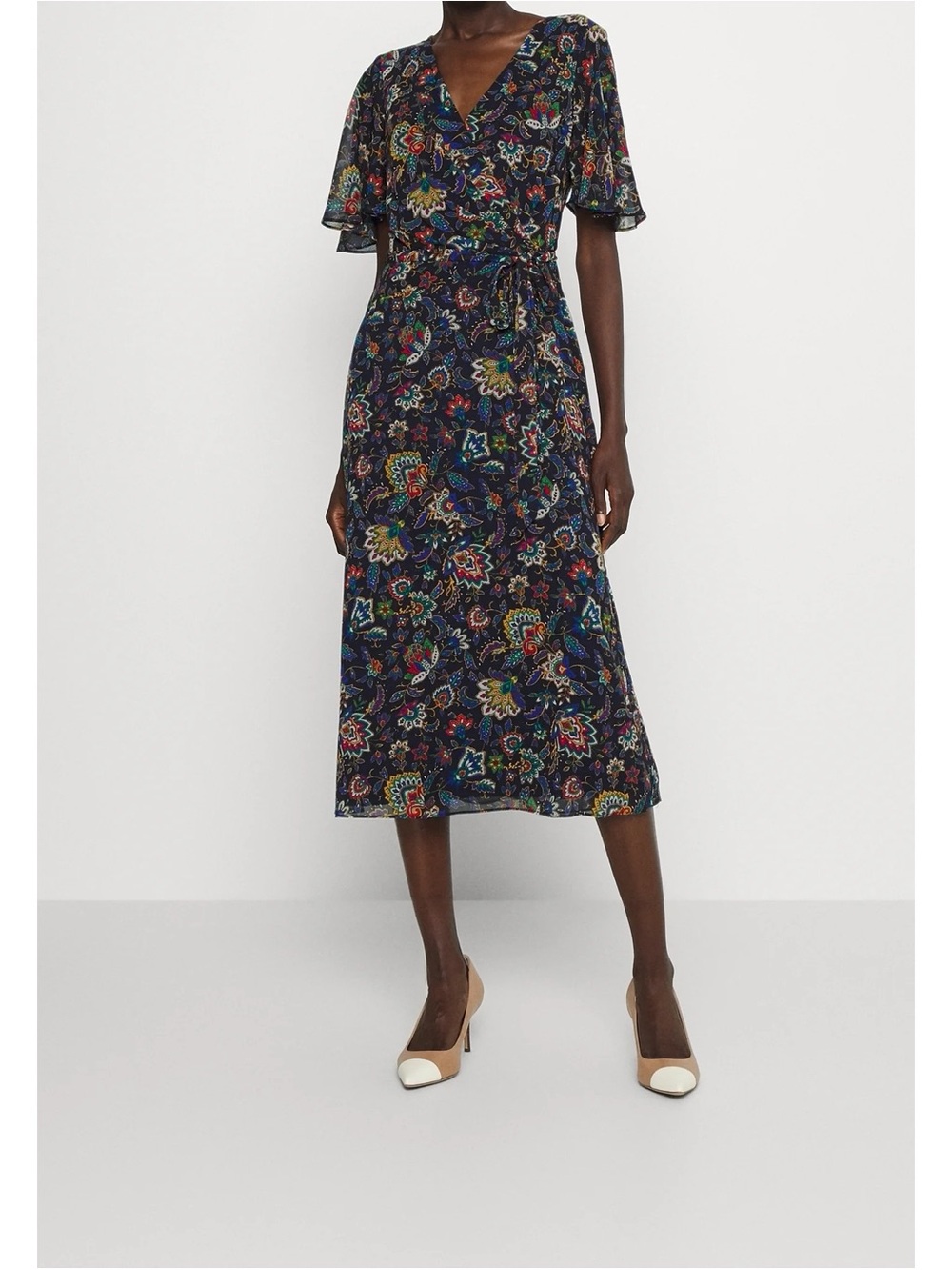 Lauren Ralph Lauren Ascot-Print Georgette Midi Dress Size 4